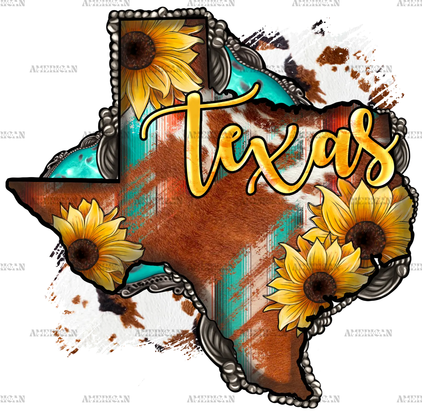 Cowhide_Sunflower_Texas_Map