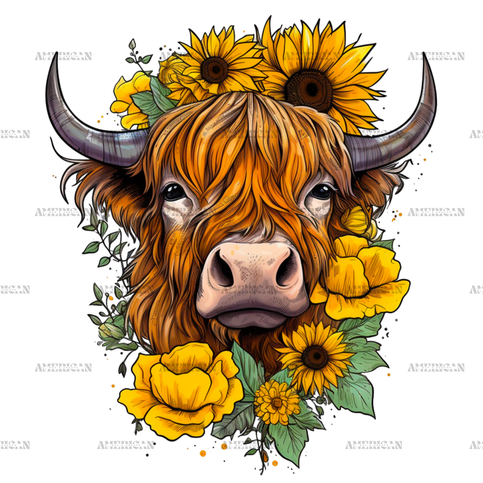 Sunflowers_Highland_Cow