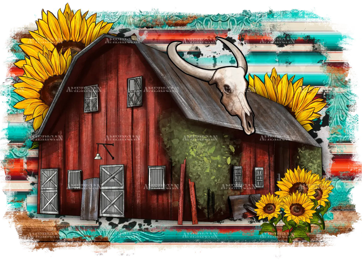 Barn_And_Sunflowers_cowhide