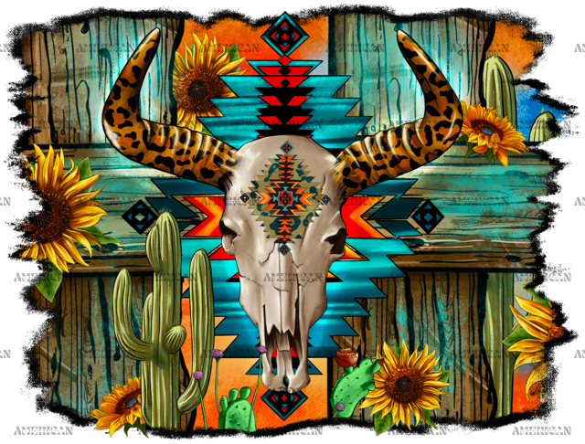 Leopard_Horn_Bull_Skull_Aztec